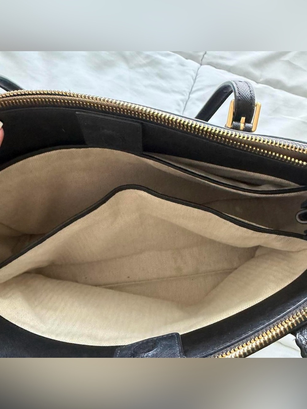 Tory Burch Emerson Black Leather Tote Gold Hardware Classic Preppy Work Bag - Picture 7 of 9